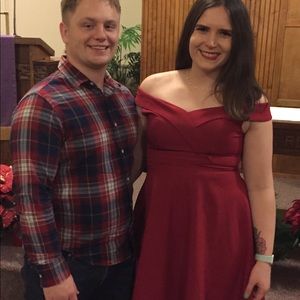 Gorgeous off shoulder fit and flare dress